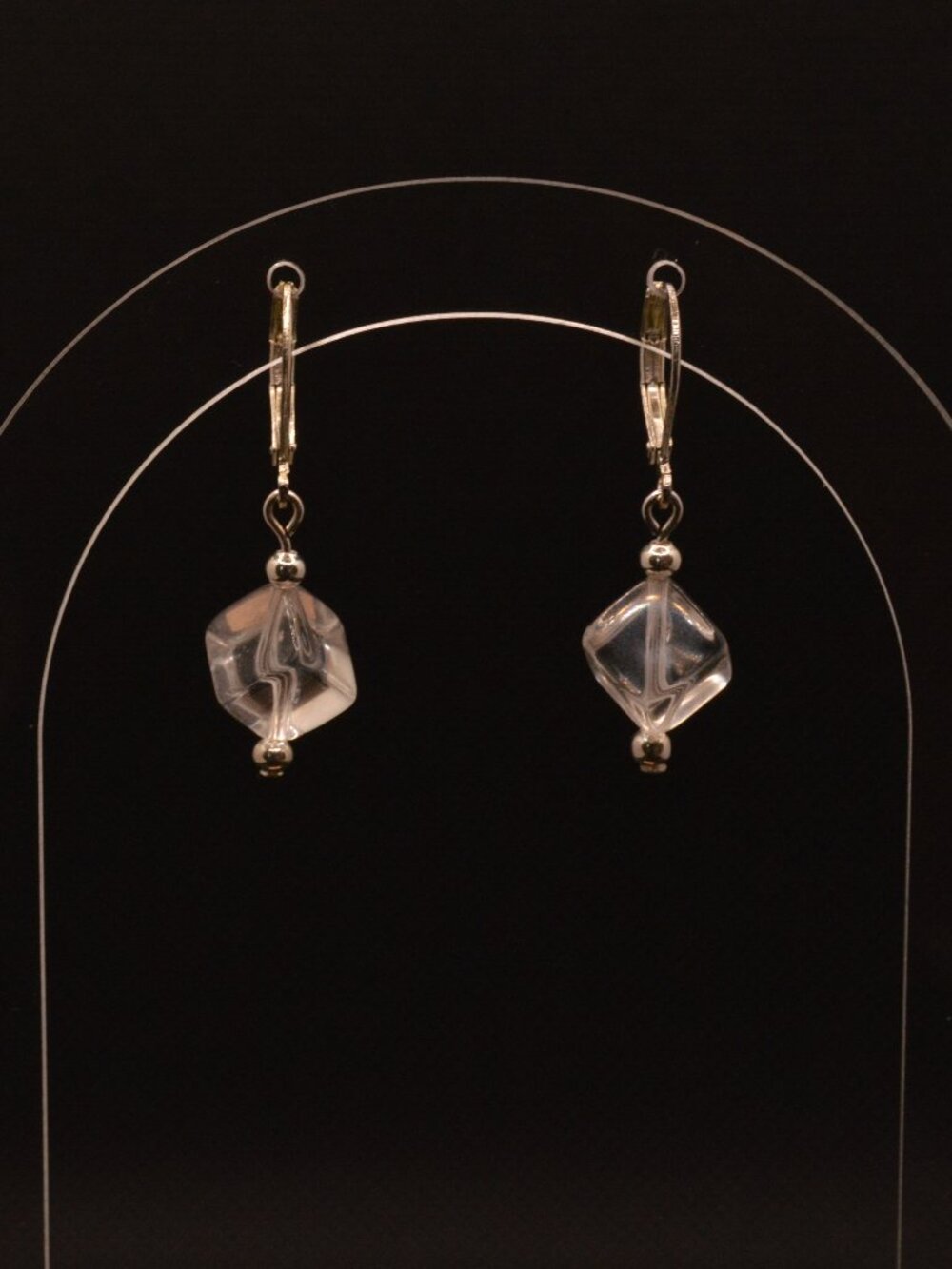 Clear Crystal Cube Drop Earrings